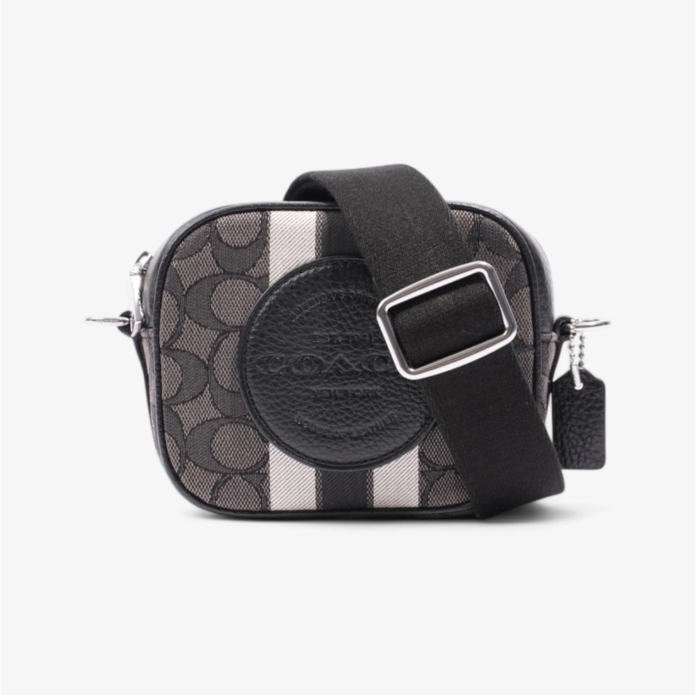 Coach C9120 Demsey Camera Shoulder Bag Canvas x Leather Black Signature
